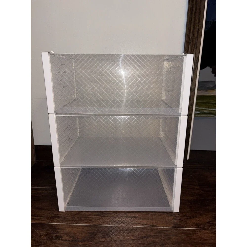 Used 12 Piece Stackable Shoe Storage Box Plastic Sneaker Display Case Organizer